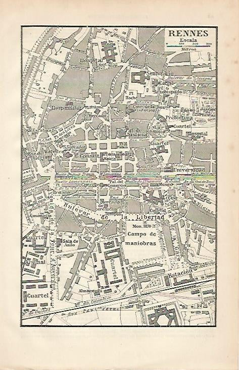 LAMINA ESPASA 1016: Plano de Rennes Francia