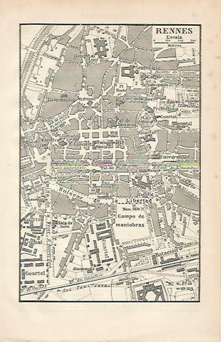 LAMINA ESPASA 1016: Plano de Rennes Francia