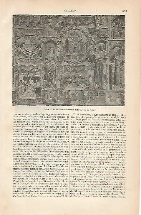 LAMINA ESPASA 1047: Retablo del Altar Mayor de la Cartuja de Burgos