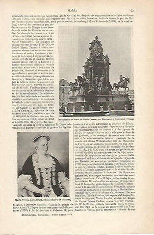 LAMINA ESPASA 1068: Monumento a Maria Teresa Viena