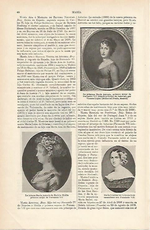 LAMINA ESPASA 1071: Retratos de Maria Antonia de Borbon