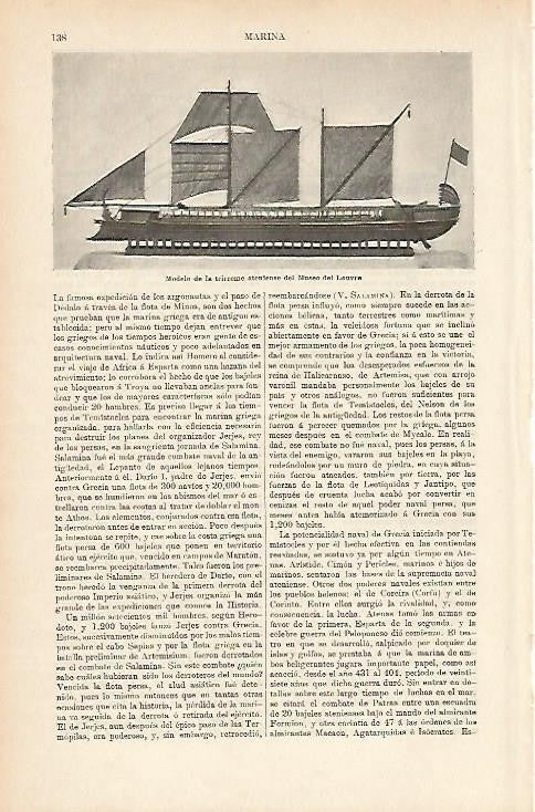 LAMINA ESPASA 1088: Modelo de trirreme de Atenas