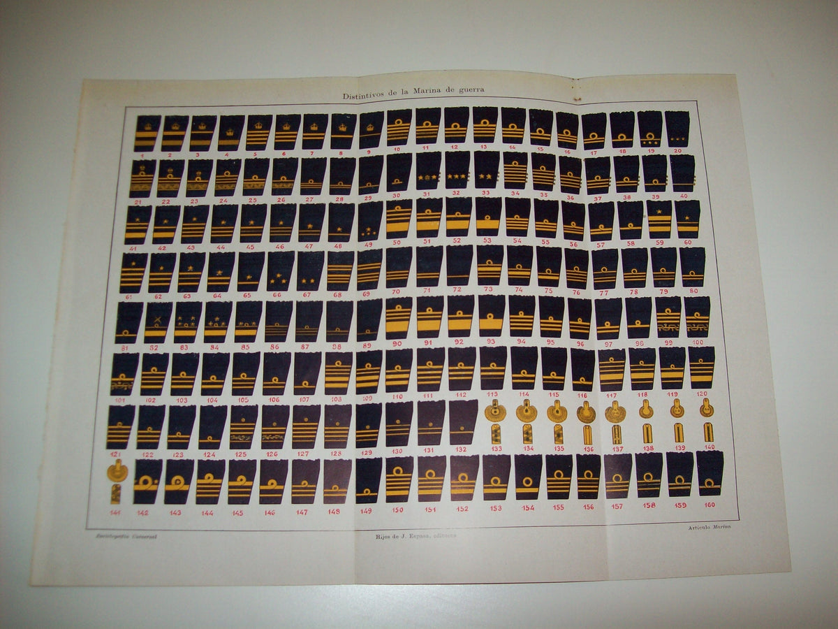 LAMINA ESPASA 1093: Distintivos de la Marina