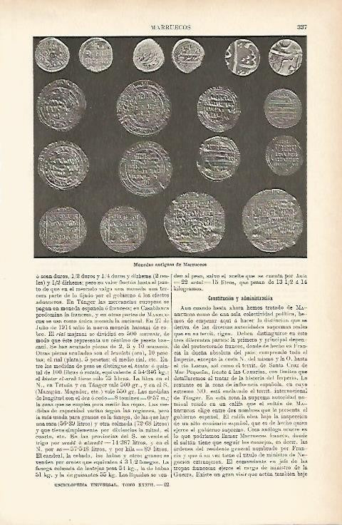 LAMINA ESPASA 1107: Monedas antiguas de Marruecos