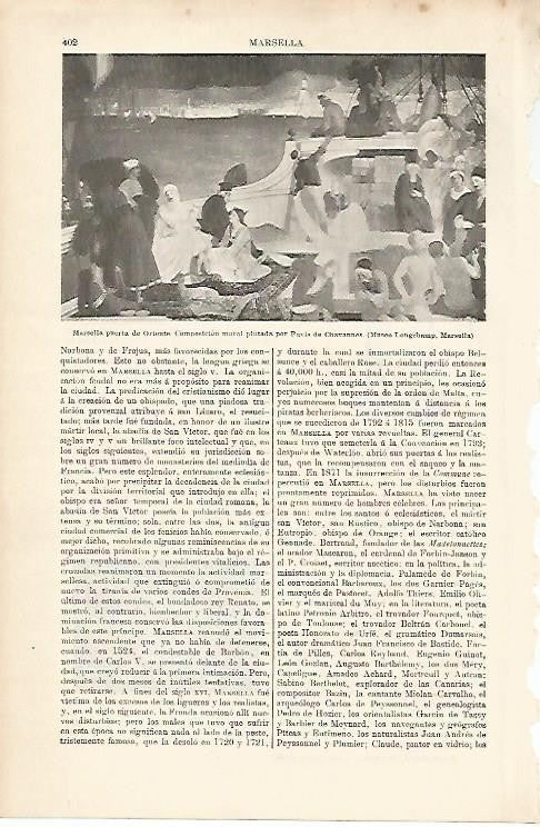 LAMINA ESPASA 1115: Marsella puerta de Oriente obra de Puvis de Chavannes