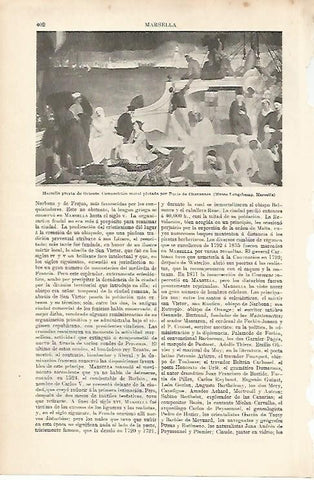 LAMINA ESPASA 1115: Marsella puerta de Oriente obra de Puvis de Chavannes