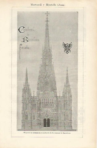 LAMINA ESPASA 1140: Proyecto de la fachada de la Catedral de Barcelona 