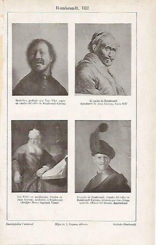 LAMINA ESPASA 1011: Obras pictoricas de Rembrandt