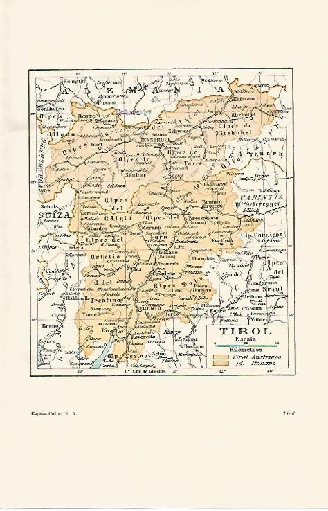 LAMINA ESPASA 1220: Mapa del Tirol