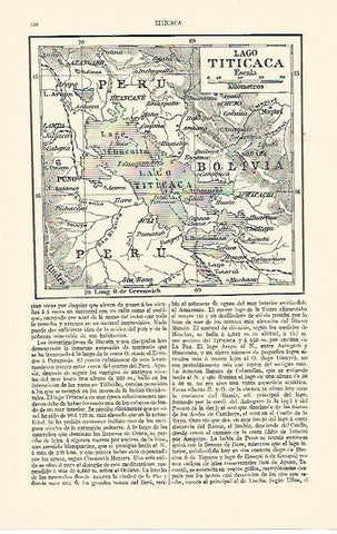 LAMINA ESPASA 1230: Plano del Lago Titicaca