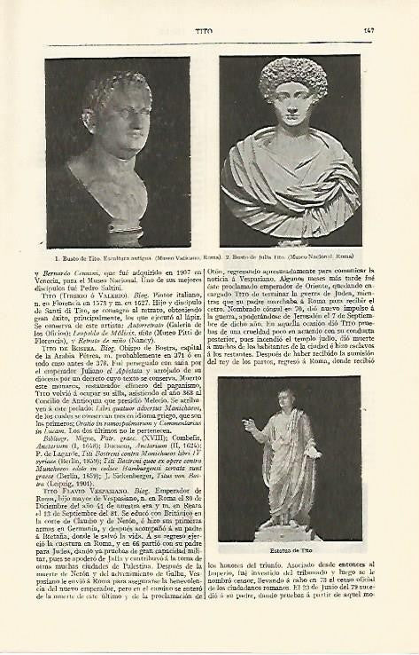 LAMINA ESPASA 1234: Bustos y estatua del emperador Tito