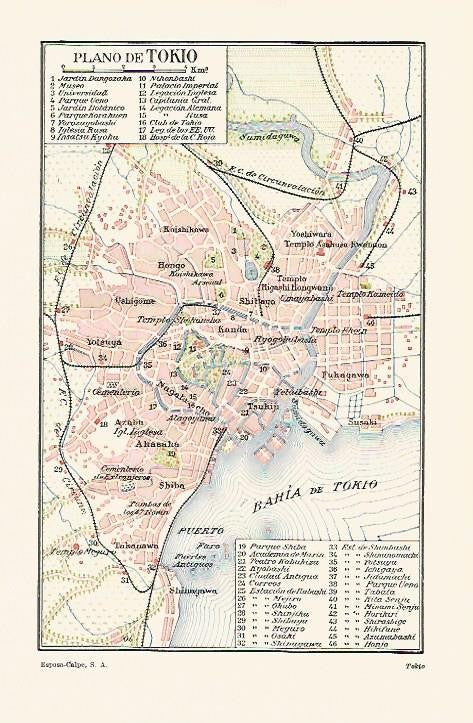 LAMINA ESPASA 1259: Plano de Tokio Japon