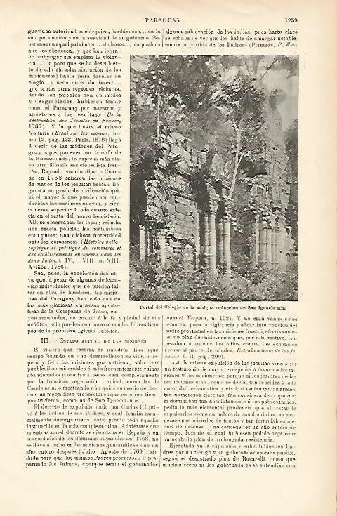 LAMINA ESPASA 1400: Portal del Colegio de San Ignacio Paraguay