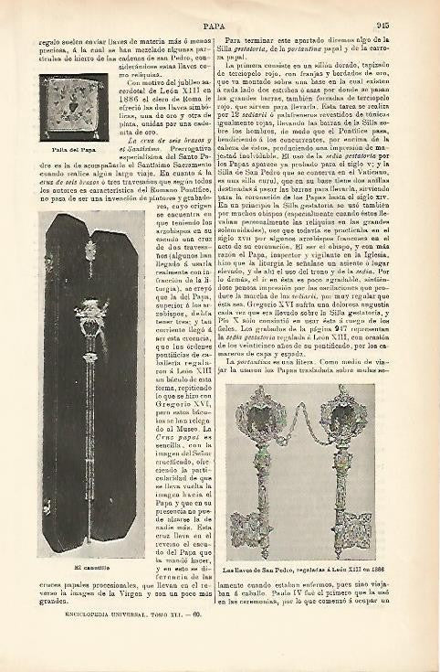 LAMINA ESPASA 1429: Llaves de San Pedro 1886