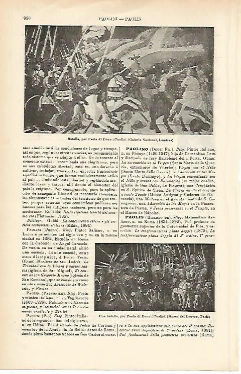 LAMINA ESPASA 1433: Batalla obra de Paolo di Dono