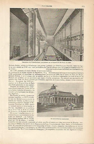 LAMINA ESPASA 1447: Panorama del Transiberiano exposicion Universal de Paris 1900