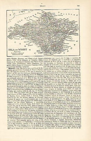 LAMINA ESPASA 1565: Mapa de la isla de Wight Inglaterra
