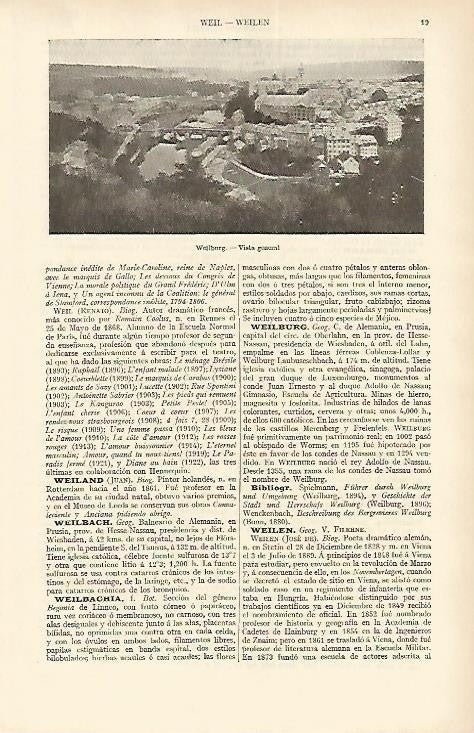 LAMINA ESPASA Alemania 1581: Vista general de Weilburg Alemania