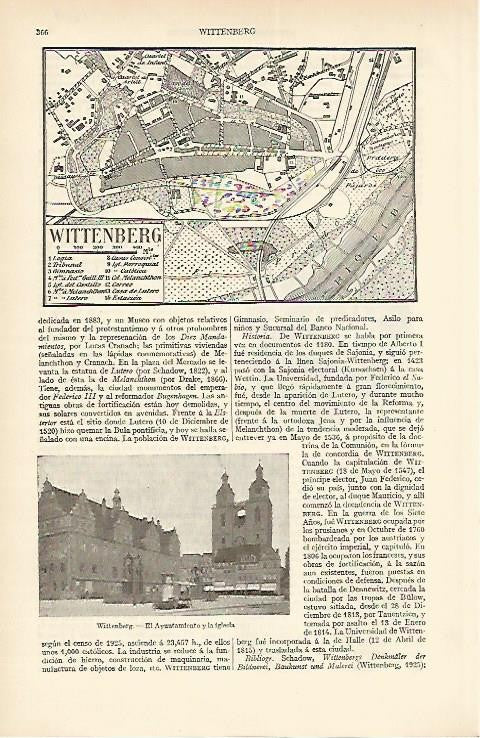 LAMINA ESPASA Alemania 1604: Plano de Wittenberg Alemania