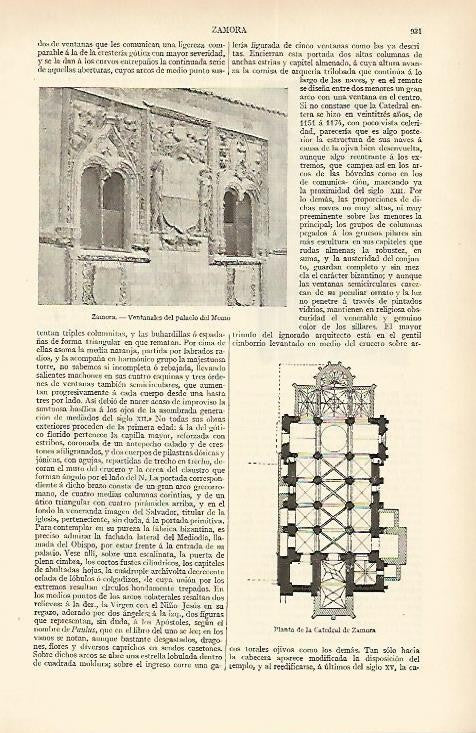LAMINA ESPASA 1618: Planta de la Catedral de Zamora