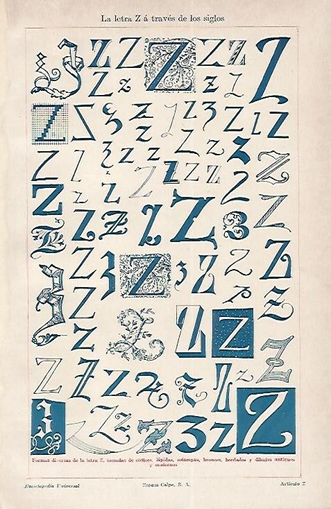 LAMINA ESPASA 1626: La Letra Z a traves de los siglos
