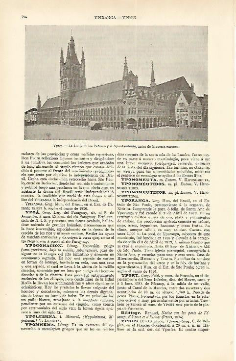 LAMINA ESPASA 1638: La Lonja de los Pañeros de Ypres Belgica