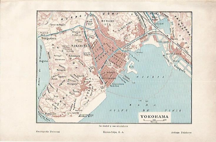LAMINA ESPASA 1644: Mapa de Yokohama Japon