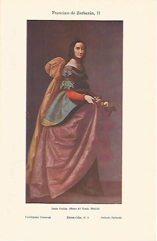 LAMINA ESPASA 1688: Santa Casilda por Francisco de Zurbaran