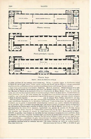LAMINA ESPASA 1707: Plann de la planta baja del Museo de Artilleria Madrid