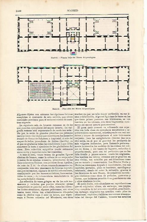 LAMINA ESPASA 1708: Plano del Museo Arqueologico de Madrid