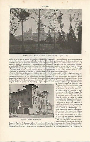 LAMINA ESPASA 1711: palacio de Bermejillo y Nuevo Palacio de Correos de Madrid