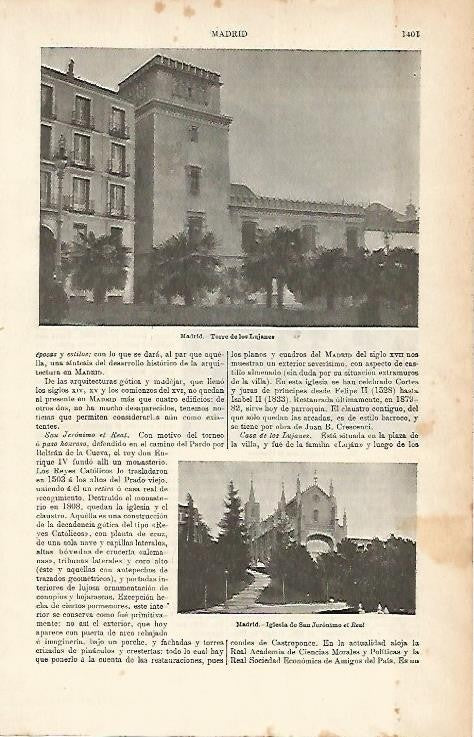 LAMINA ESPASA 1720: Torre de los Lujanes Madrid