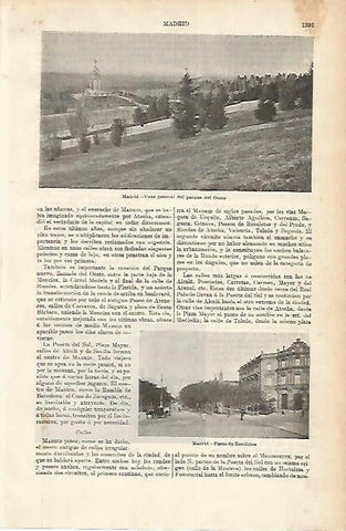 LAMINA ESPASA 1724: Parque del Oeste de Madrid