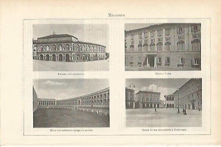 LAMINA ESPASA 1745: Edificios de Macerata Italia