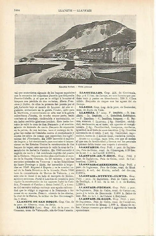 LAMINA ESPASA 1760: Vista general de Llanfair-Fechan Inglaterra