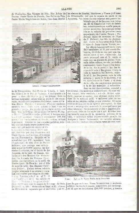 LAMINA ESPASA 1761: Vistas de Llanes Asturias