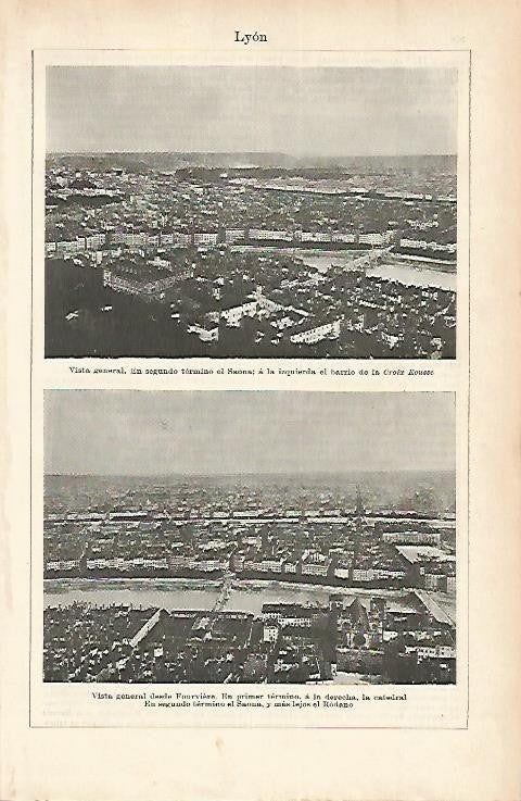 LAMINA ESPASA 1769: Vista general de Lyon Francia