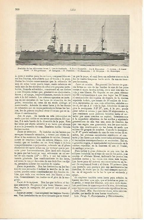 LAMINA ESPASA 1772: Posicion de diferentes luces en un barco