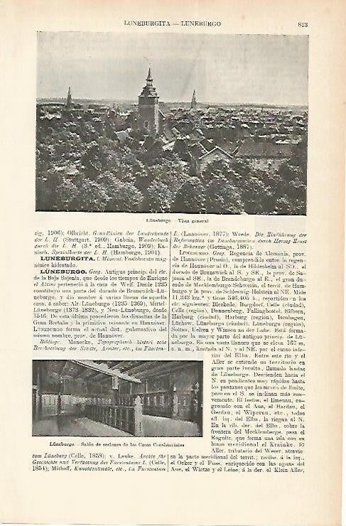 LAMINA ESPASA Alemania 1781: Vistas de Lunenburg Alemania