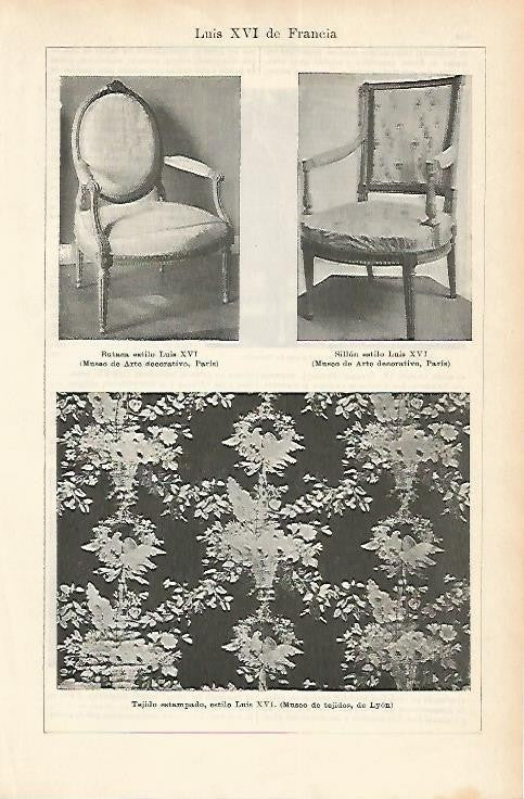 LAMINA ESPASA 1793: Muebles estilo Luis XVI