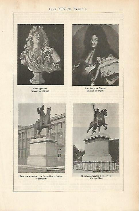 LAMINA ESPASA 1796: Retratos de Luis XIV de Francia