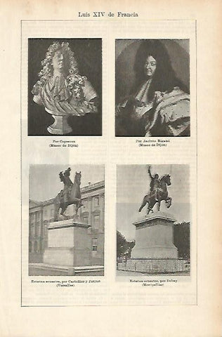 LAMINA ESPASA 1796: Retratos de Luis XIV de Francia