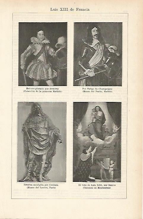 LAMINA ESPASA 1798: Retratos de Luis XIII de Francia