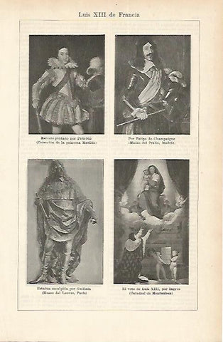 LAMINA ESPASA 1798: Retratos de Luis XIII de Francia