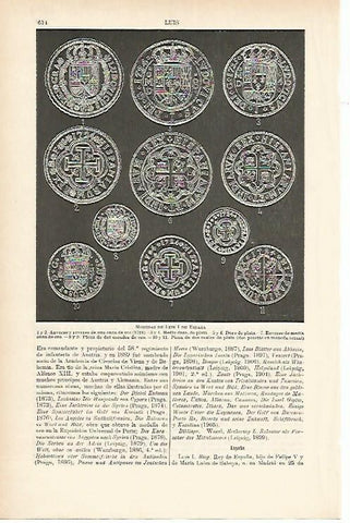 LAMINA ESPASA 1801: Monedas de Luis I de España