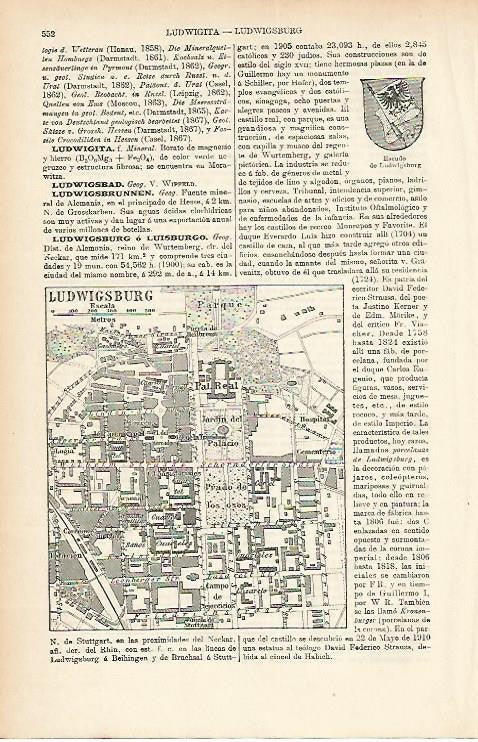 LAMINA ESPASA Alemania 1819: Plano de Ludwigsburg Alemania