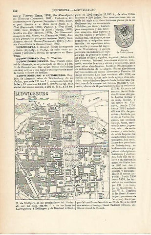 LAMINA ESPASA Alemania 1819: Plano de Ludwigsburg Alemania