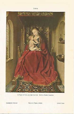 LAMINA ESPASA 1839: La Virgen de Lucca por Van Eyck