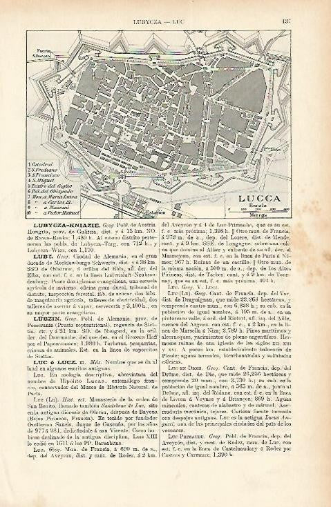 LAMINA ESPASA 1840: Plano de Lucca Italia