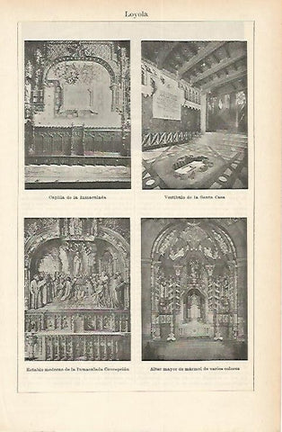 LAMINA ESPASA 1846: Imagenes de Loyola Guipuzcoa
